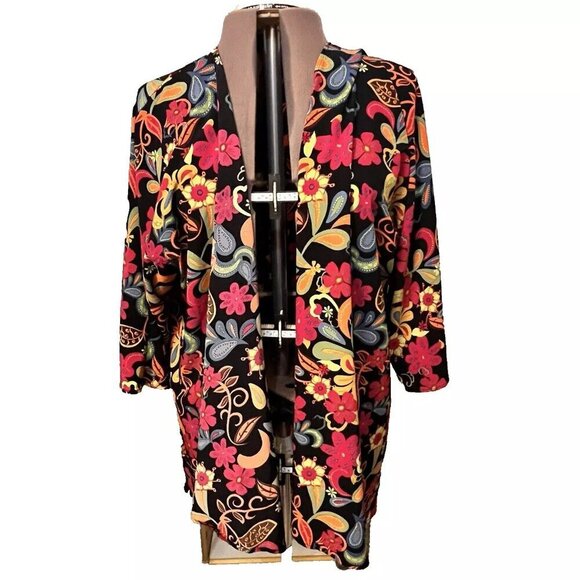 LuLaRoe Sarah Duster. Sz L. Kimono Style. Floral. Open Front. Oversized. B10 - Picture 1 of 6